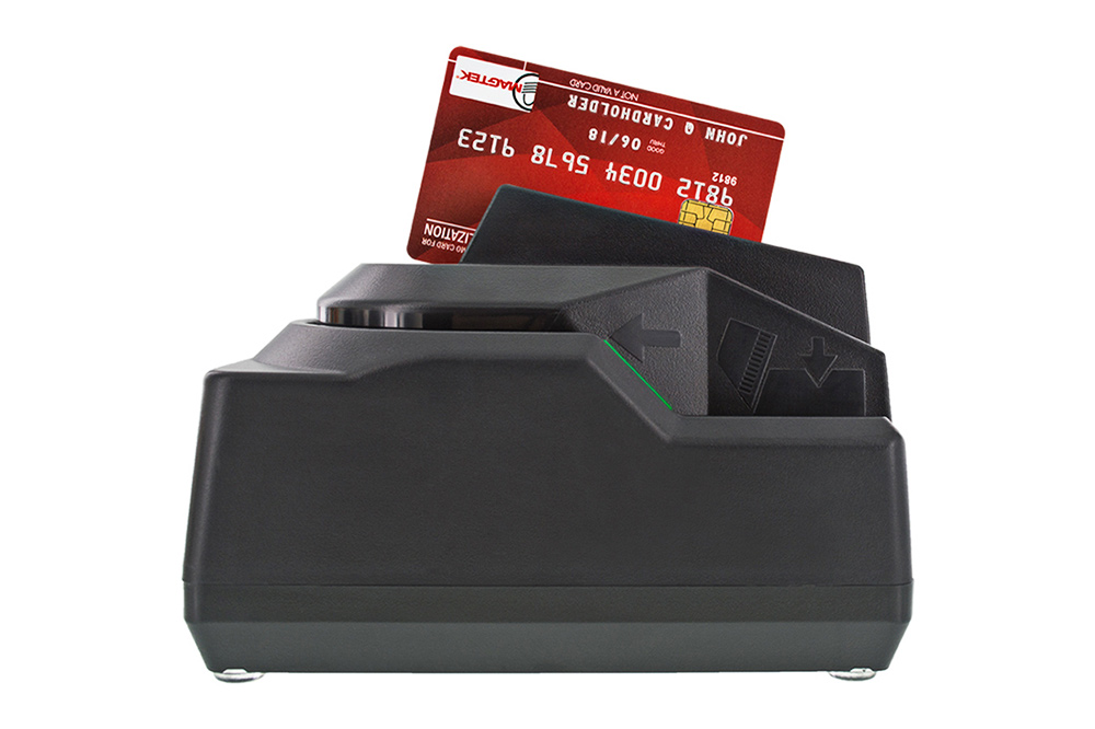 MICRSafe - 
Reads ISO and AAMVA standard credit and debit cards and ID cards. Encrypts card data at the point of swipe.